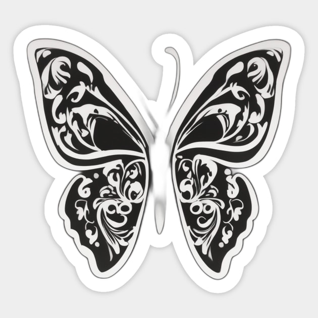 Butterfly Black Shadow Silhouette Anime Style Collection No. 311 Sticker by cornelliusy